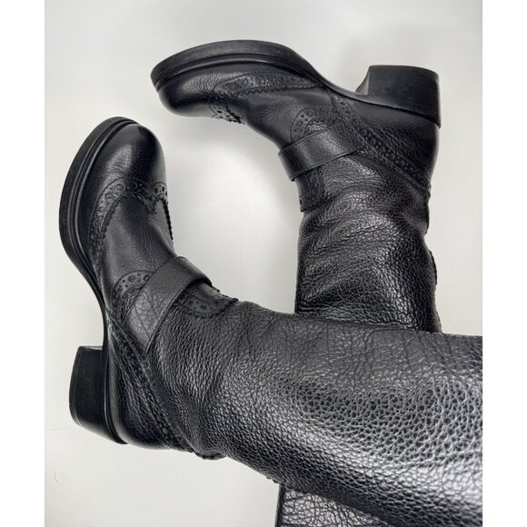 Miu Miu Size 36,5 Riding Boots Black Pebbled Leather - Picture 10 of 11